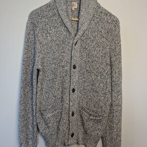Faherty Men's Size M Cotton/Cashmere Blend Black and White Shawl Collar Cardigan